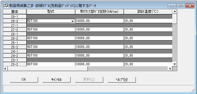 『DynamicPRO』減衰こまに関するデータ入力